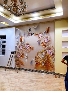 Quy trình thi công, lắp đặt trọn gói giấy dán tường, tranh dán tường, sàn gỗ, tấm ốp tường tại biệt thự Sóc Trăng